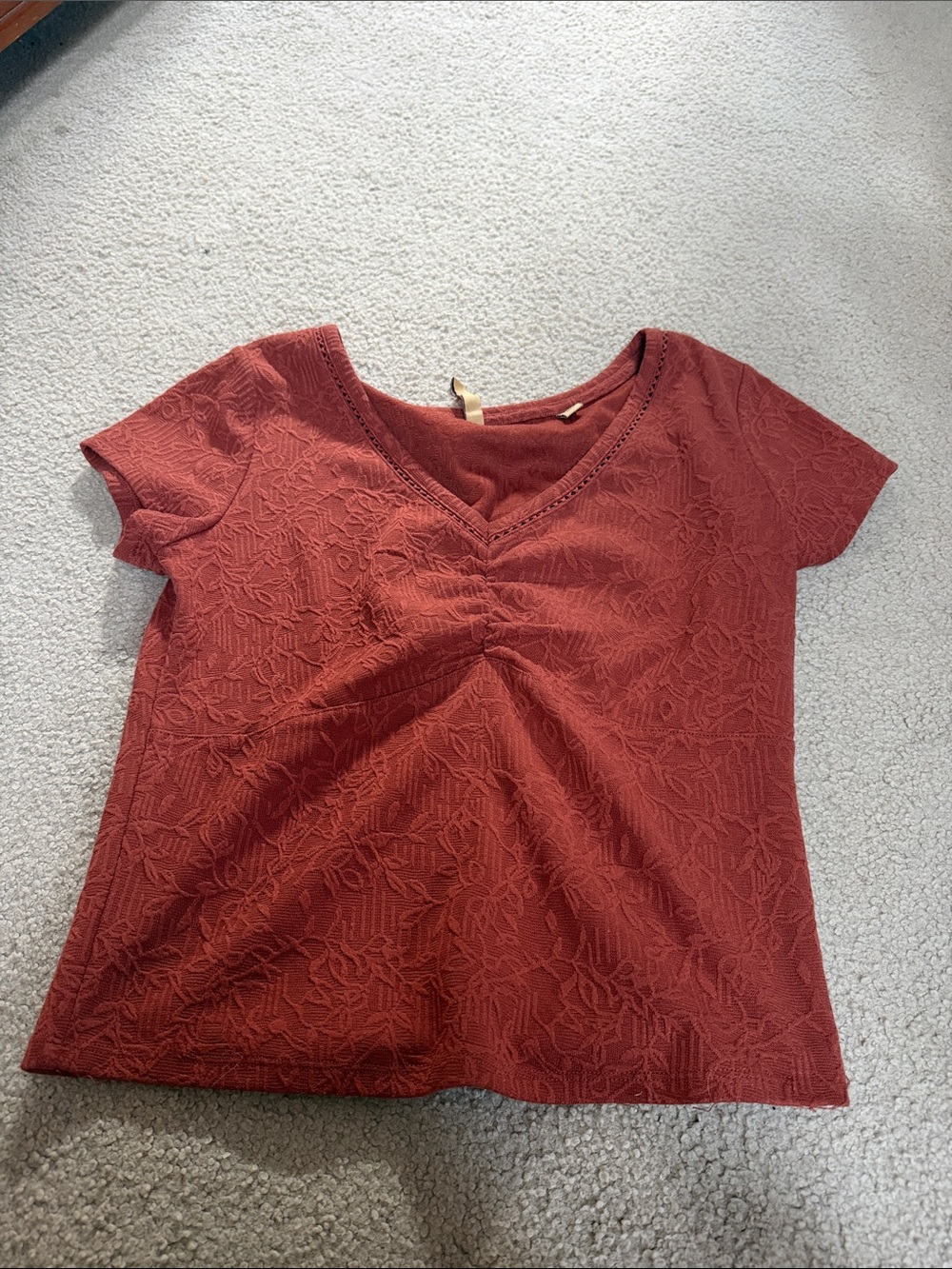 Shyanne Rust-Red V-Neck Short Sleeve Top